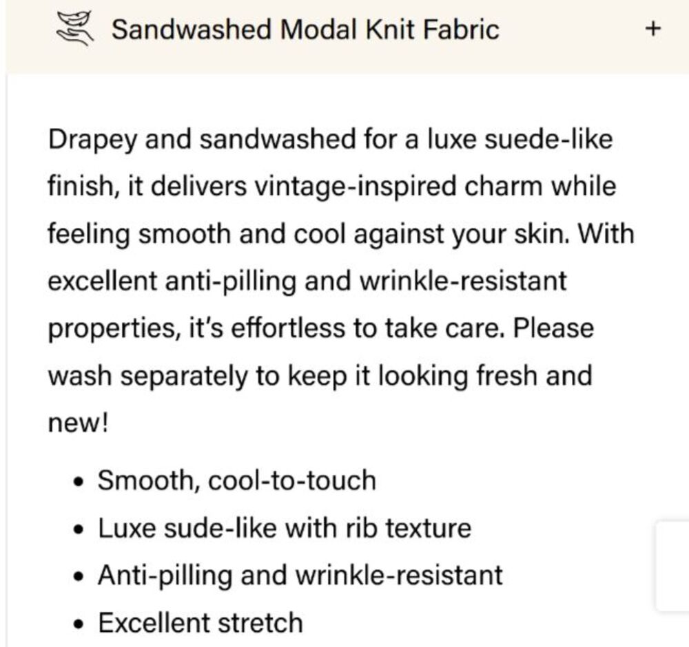 OGL Sandwashed Modal Knit Eco Friendly Soft Stretchy Draped Tee Beige Size Large - Picture 6 of 13